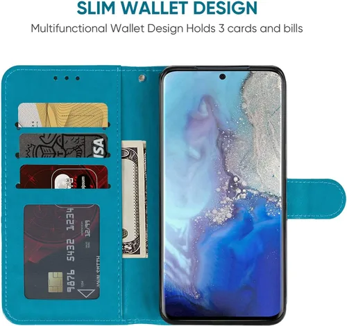 Vista 2 de Funda para Galaxy S20, para Samsung SM-G981U Wallet con protector de pantalla de vidrio templado, funda de cuero con diseño de mandala para Samsung