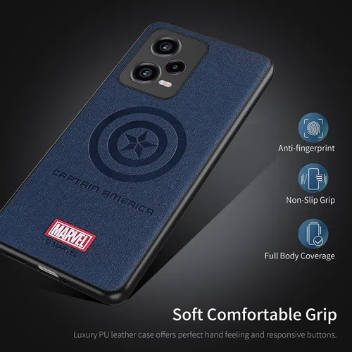 Vista 4 de IRON SPIDER Funda para Xiaomi Poco X5 Pro 5G, con personaje de superhéroe compatible con Xiaomi Poco X5 Pro Funda de cuero azul (capitán)