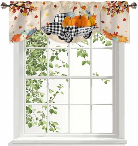 Vista 43 de Cenefas de Navidad de invierno para ventanas, cortinas de cocina con bolsillo para barra, cortinas con aislamiento térmico para ventana de baño