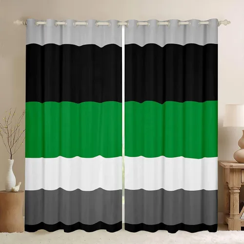 Vista 17 de Cortinas opacas de 38 pulgadas de ancho x 45 pulgadas de largo, cortinas opacas de triángulo geométrico naranja, negro, gris claro, cortinas