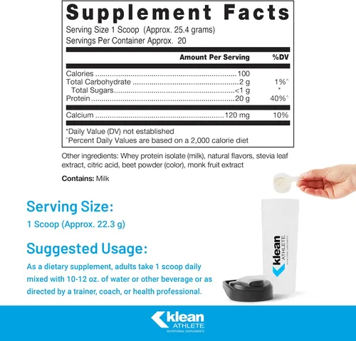 Vista 2 de Klean Athlete Klean Isolate Aislado de proteína de suero para mejorar la ingesta diaria de proteínas y aminoácidos para la integridad muscular*