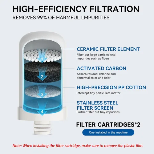Vista 6 de Filtro de agua para grifo de fregadero, purificador de agua de acero inoxidable 304 para fregadero de cocina, reduce PFAS, plomo, cloro
