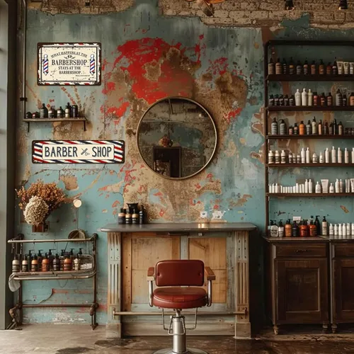 Vista 4 de Accesorios de Decoración de Barbería - Póster de Barbería Letreros de Lata de Metal Vintage Arte de Pared, Regalos de Barbero para Hombres