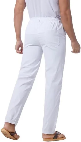 Vista 32 de Pantalones casuales de lino de algodón para hombre, pantalones sueltos de playa, pantalones largos de yoga ligeros