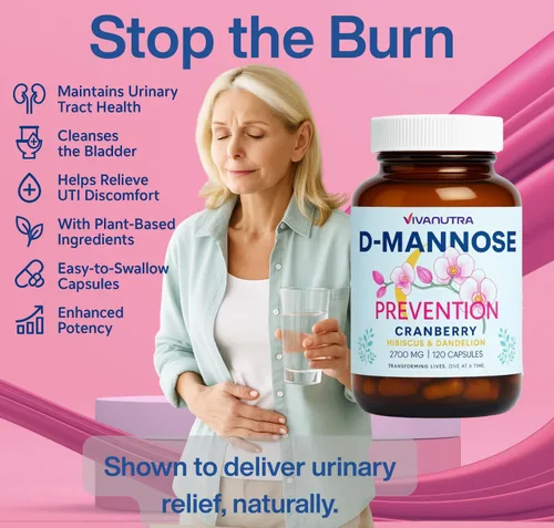 Vista 6 de Pastillas de arándano para mujeres con D-manosa – Suplementos de manosa D para mujeres + suplemento de arándano – Apoyo urinario diario, comodidad