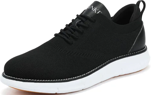 Vista 7 de Zapatos de vestir de malla para hombre, zapatos casuales de negocios, con cordones, zapatos Oxford ligeros, transpirables, cómodos, suela gruesa