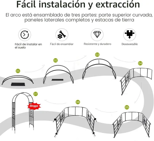 Vista 8 de Cenadores, Curvo De Metal Endurables Hierro Enrejado Plantas De Soporte De Uso Para Al Aire Libre Jardín Cenador Plantas Escaladas Boda Arcos