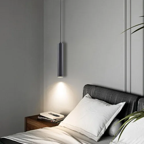 Vista 3 de Paquete de 3 luces colgantes de tubo largo de 5 W, nórdico, minimalista, negro, iluminación colgante de techo industrial de aluminio lineal, 3000k