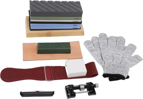 Vista 8 de Knife Sharpening Stone Set, Non Slip Rubber Base Bamboo Holder Dual Grit Whetstone, Whetstone Sharpening Kit with 400 1000 3000 8000 Grit for