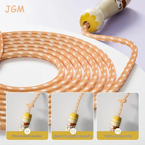 Vista 4 de Cuerda de saltar para niños, cuerda de saltar trenzada de algodón ajustable con mango de madera para niños pequeños, fitness, entrenamiento Gato