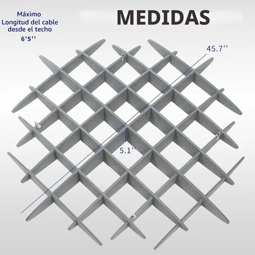 Vista 3 de VIVO Panel Acústico de Techo Tipo Waffle, Absorbedor de Sonido Colgante Hexagonal, Candelabro Moderno de Reducción de Ruido, Gris Oscuro, PP-CW01D