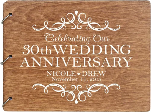 Vista 8 de LifeSong Milestones Libro de invitados personalizado para el 30 aniversario de boda para pareja, marido y esposa, 30 años de celebración Negro