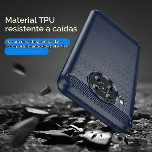 Vista 2 de Asuwish Funda para Nokia X100 5G con protector de pantalla de vidrio templado y accesorios para celda, silicona protectora delgada de goma suave Azul