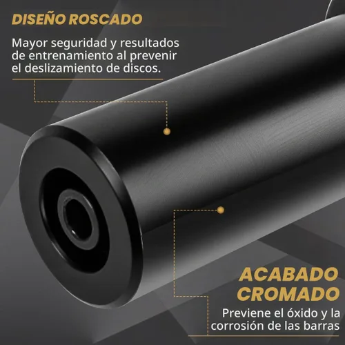 Vista 4 de Mango de mancuernas olímpicas, par de barras de mancuernas de 16 pulgadas para discos de peso olímpicos de 2 pulgadas, mancuernas cargables