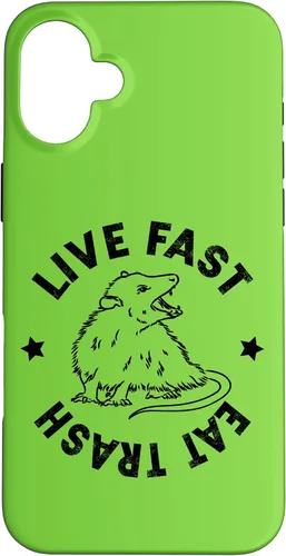 Vista 22 de iPhone 16 Funny Live Fast Eat Trash Possum Lover Case