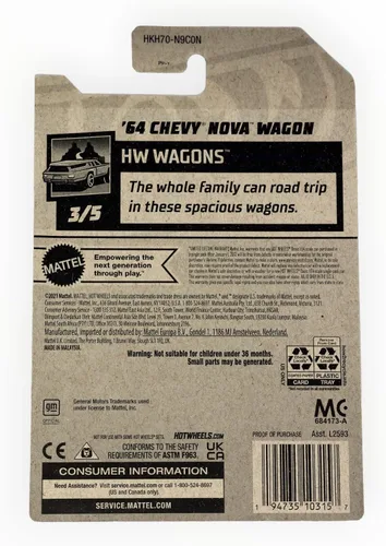 Vista 2 de Hot Wheels Chevy Nova Wagon '64, HW Wagons 3/5 [rojo] 222/250