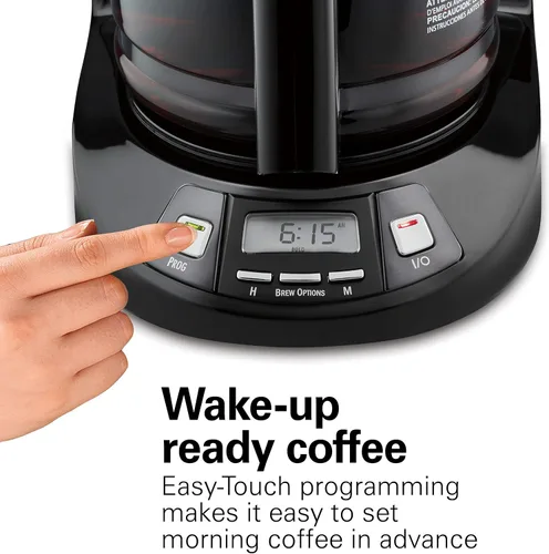 Vista 4 de Hamilton Beach Cafetera de goteo programable de 12 tazas con 3 opciones de preparación, jarra de vidrio, pausa y vierte automáticamente, acero