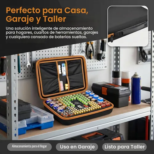 Vista 7 de Comecase - Organizador de baterías con probador para 140 pilas AA AAA C D