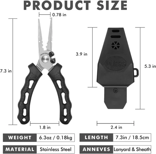 Vista 2 de TRUSCEND Easy Use Lockable Fishing Pliers with Tungsten Carbide Cutter, Innovative Ergonomic Handy Handle, Saltwater Corrosion Resistant Teflon