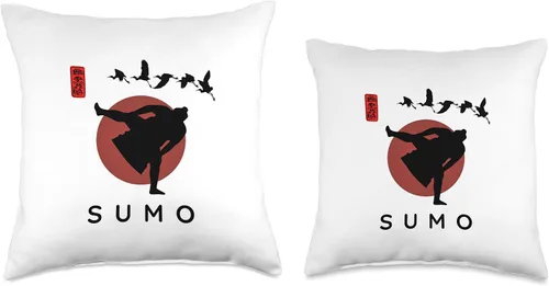 Vista 3 de Sumo Instructor Classic Kanji Calligraphy Font Principiante Caligrafía Font Classic Sumo Design - Almohada (16 x 16 pulgadas), multicolor