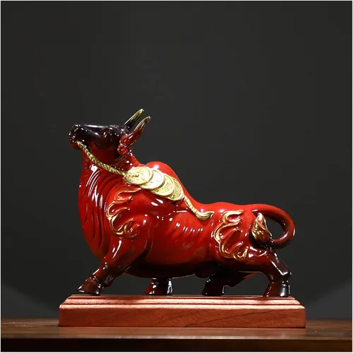 Vista 10 de Escultura de estatua china de feng shui, muebles creativos de la suerte, animales de Feng Shui, Niu Wang, fortuna, Dios de la riqueza, año de buey