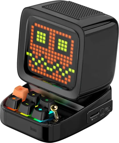 Vista 4 de Divoom Ditoo - Altavoz Bluetooth retro de arte pixelado con pantalla frontal de 16X16 LED controlada por aplicación (color negro)