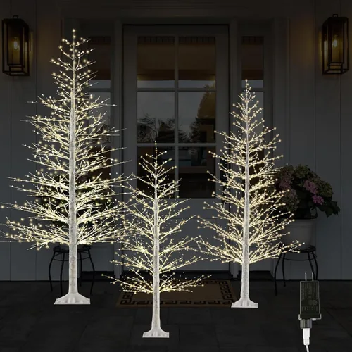 Vista 11 de Juego de árbol de abedul iluminado de 2 a 4 pies con 500 luces LED blancas Árboles negros