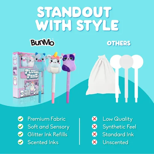 Vista 7 de BUNMO, Squishy Scribblers - Bolígrafos geniales, bonitos, Kawaii, esponjosos, para niños, niñas y adolescentes