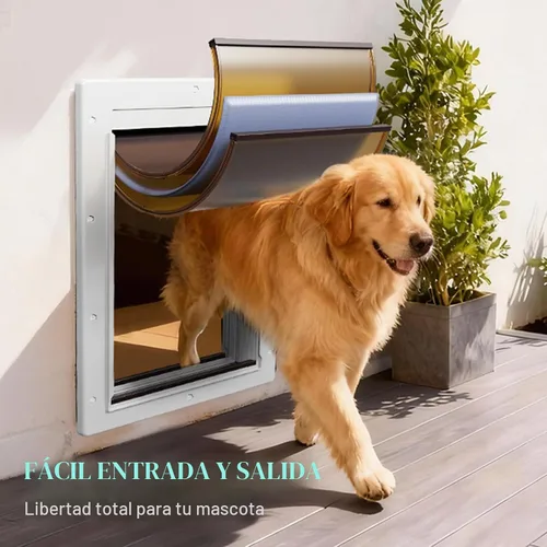 Vista 8 de Puerta de plástico para perros de 3 solapas para pared, mascotas de hasta 100 libras (grande)