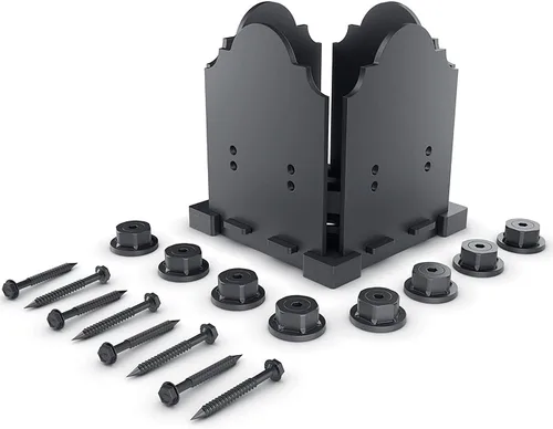 Vista 20 de OZCO Kit de base de poste de madera de hierro, 6 x 6 pulgadas, 1 kit con herrajes, negro
