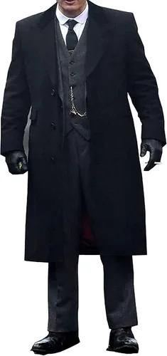 Vista 3 de Peaky Blinders Thomas Shelby - Gabardina larga de lana negra para hombre, Negro - Lana