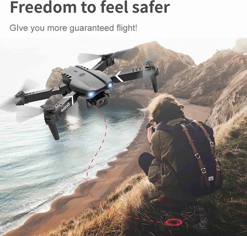 Vista 2 de Drones sin escobillas con cámara para adultos 4K, Fotografía aérea de alta definición Evitación de obstáculos Cuatro aviones Posicionamiento