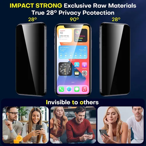 Vista 4 de ImpactStrong Protector de pantalla de privacidad antiespía para iPhone 11 / iPhone XR (6.1 pulgadas), vidrio templado 9H, resistente a roturas