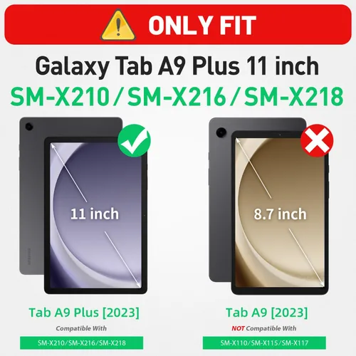 Vista 8 de HXCASEAC Funda para tablet Samsung A9 Plus con soporte magnético de 5 ángulos, apagado y encendido automático, soporte de imanes fuertes para pegar