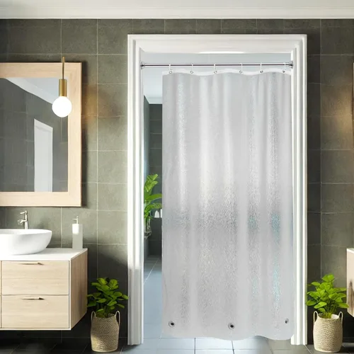 Vista 16 de AooHome Eva - Forro de ducha pequeño de 36 x 72 pulgadas, cortina de baño transparente de calibre 8 con ganchos, imanes inferiores, impermeable