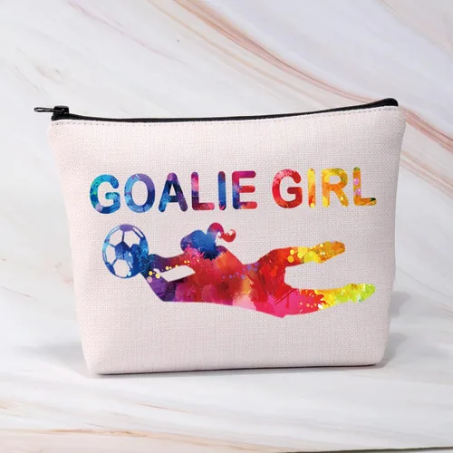 Vista 5 de BDPWSS Bolsa de maquillaje de portero para niña, bolsa de portero de fútbol, portero, defensor, bolsa de viaje, regalo de portero de fútbol, Chica
