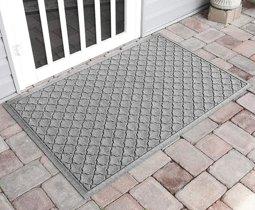 Vista 2 de Bungalow Flooring Waterhog - Tapete para puerta, de 3 x 5 pies, fabricado en Estados Unidos, duradero y decorativo, antideslizante