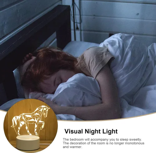 Vista 7 de Baluue Luz nocturna LED 3D, luz de ambiente de animales para niños, juguetes de cumpleaños, iluminación de ilusión visual USB para dormitorio, sala