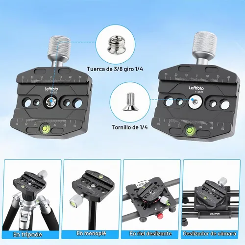 Vista 3 de Abrazadera de liberación rápida de 2.756 in compatible con placa de estilo Arca Swiss para trípode Ballhead asiento universal de cambio rápido