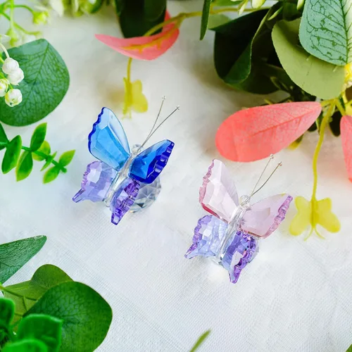 Vista 8 de 2 figuras de mariposa de cristal, pisapapapeles de cristal coleccionables 2 piezas-mariposa