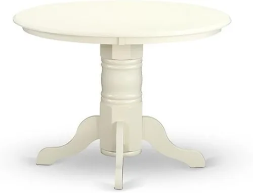 Vista 3 de East West Furniture SHAD5-LWH-LC - Juego de mesa y sillas de cocina de 5 piezas, incluye una mesa de comedor redonda con pedestal y 4 sillas