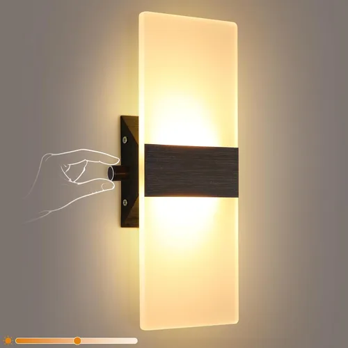 Vista 14 de Lightess Aplique de pared moderno regulable. Aplique de pared de 12W en negro, lámpara de pared interior de acrílico para dormitorio, sala de estar