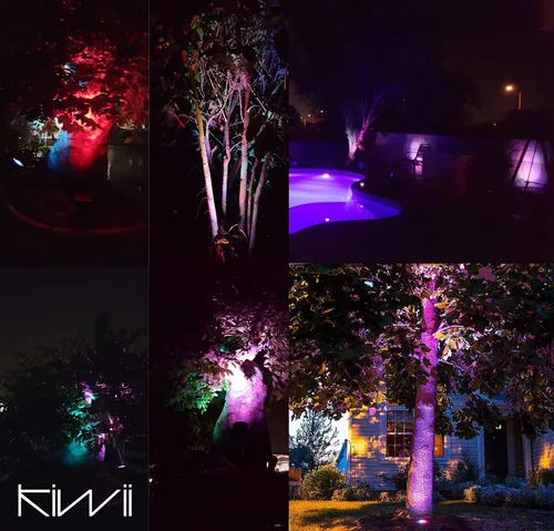Vista 6 de Magictec Focos solares, 2 en 1 ajustables 4 luces LED solares de pared/paisaje con sensor de encendido/apagado automático, paquete de 2 (RGB)