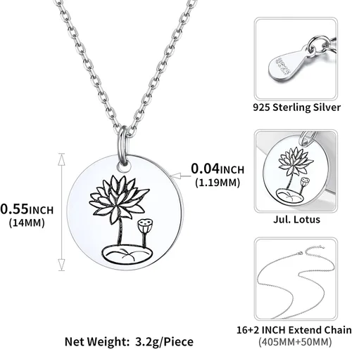 Vista 4 de ChicSilver Collar de plata de ley 925 con colgante de moneda de disco floral grabado, plata y oro (con caja de regalo)