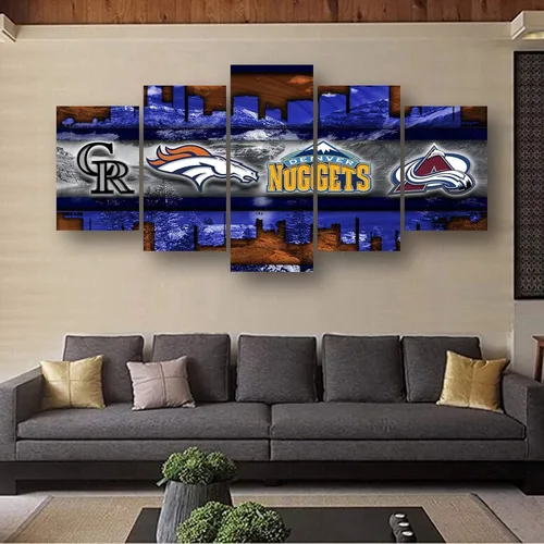Vista 6 de Póster del equipo deportivo de la ciudad de Denver, lienzo deportivo, patrón artístico de pared, diseño Art Deco para fanáticos, decoración