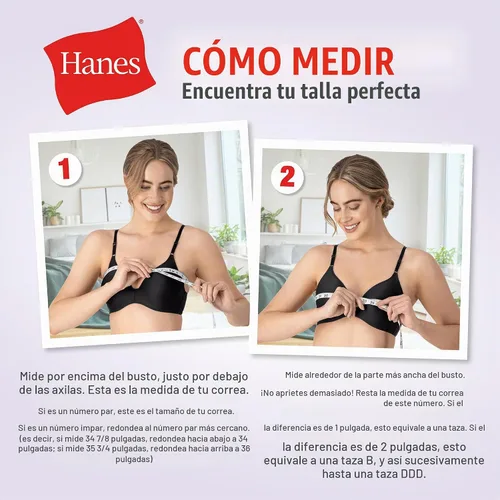 Vista 8 de Brasier inalámbrico Hanes para mujer, cómodo, de cobertura completa, con cierre de tiras, Brasier sin costuras estilo camiseta Negro