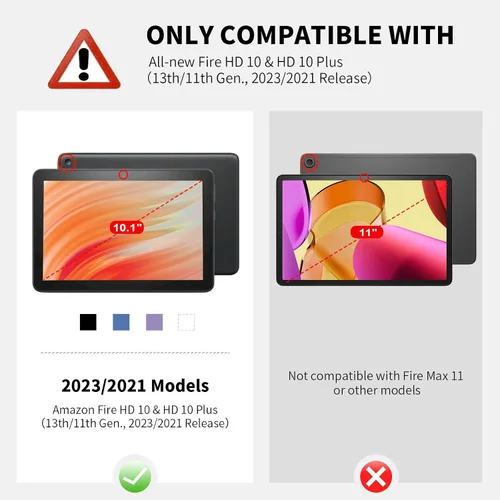 Vista 2 de COOWPS Funda para tableta Amazon Fire HD 10 (13ª/11ª generación, versión 2023/2021) de 10.1" – Funda plegable delgada con función de encendido