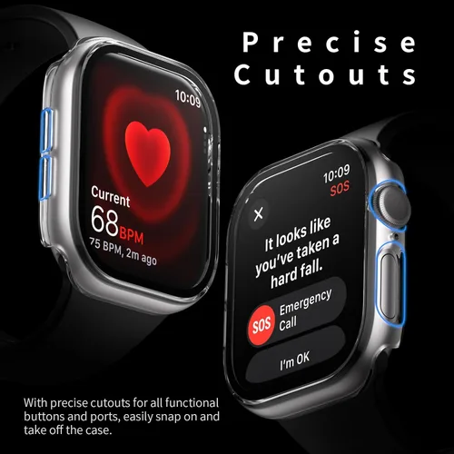 Vista 5 de Juego de 6 fundas para Apple Watch 40 mm SE 2 (2024) Series 6, Series 5, Series 4 con protector de pantalla de vidrio templado, funda protectora
