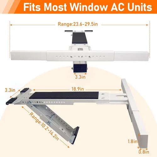 Vista 5 de Soporte de CA para ventana sin taladro, soporte de brazo único para ventanas pequeñas, soporta hasta 165 libras, instalación interior ajustable