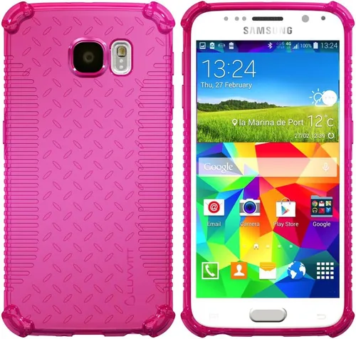 Vista 4 de LUVVITT Funda para Galaxy S6, [agarre transparente] Carcasa trasera de TPU flexible suave y delgada funda de goma transparente para Samsung Galaxy